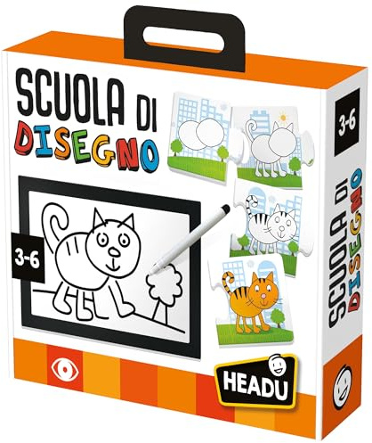 Headu Zeichnungsschule Logische Sequenzen Und Erste Zeichnungstechniken It20522 Lernspiel für Kinder 3-6 Jahre Made in Italy