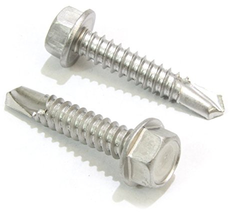 Bolt Dropper M0.2 x 0.8-Inch Self Tapping Screws for Metal - Pack of 100 Silver IndHex Washer Head Screws - Durable Stainless Steel Self Drilling Fasteners for Roofing, Steel, and Metalwork Projects