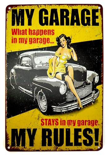 DiiliHiiri - Targa da parete in lamiera, stile vintage, per bar, pub, caffetteria Il mio garage (My Garage)