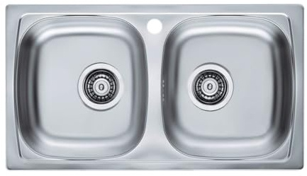 VBChome Edelstahlspüle 78 x 44 cm Satinstruktur Küchenspüle mit Hahnloch Doppelbecken Einbauspüle Spülbecken Camping Ablaufgarnitur fi114