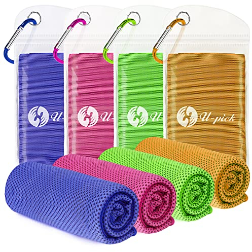 Kühl-Handtuch (102 x 30.5 cm) von U-Pick, Eishandtuch, Mikrofaser, weich, atmungsaktiv, kühles Handtuch für Yoga, Sport, Fitnessstudio, Laufen, 4 Color Collection-C