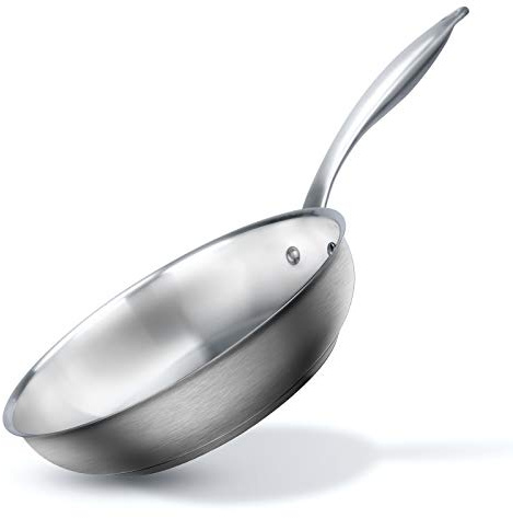 duxtop Tri-ply Stainless Steel Frying Pan with Stay-Cool Handle, Professional 8 inch Fry Pan with Induction Magnetic Bottom, Healthy Small Skillet, Dishwasher and Oven Safe