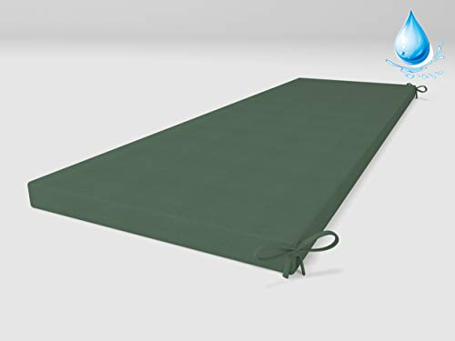 ALOHA Bankauflage Bankkissen für Gartenbank, Gartenschaukel, Gartenmöbel, Terrasse, Rasen, Sitzbank-Kissen Bankpolster Auflage (Wasserabweisend Grün / 120x40x4cm / 1 Stück)
