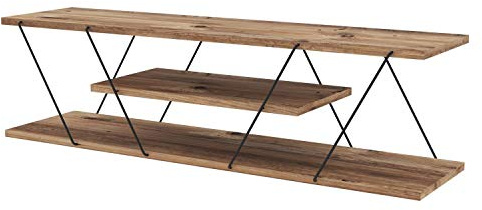 Toilinux.com Meuble TV en mélaminé de Style Industriel - L.120cm - Marron