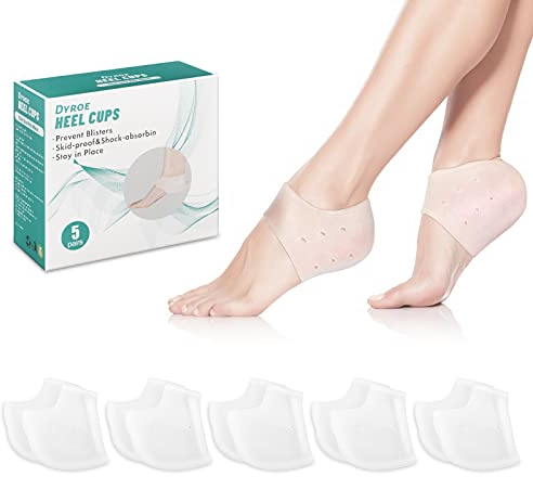 Dyroe Proteggi Tallone in Silicone,Talloniera in Silicone(5 Paia),Supporti er Tallone Per Sollievo Dolore,Per Fascite Plantare Donna E Uomo,Gel Tacco Calze,Gel Cuscinetto Tallone
