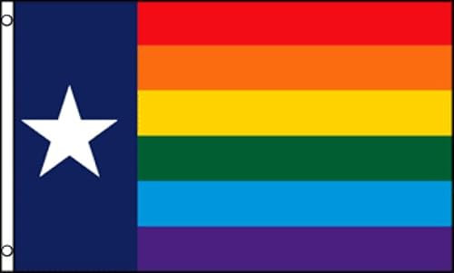 AZ FLAG - Bandera Texas Arco Iris - 90x60 cm - Bandera Texana Gay 100% Poliéster Con Ojales de Metal integrados - 50g - Colores Vivos Y Resistente A La Decoloración