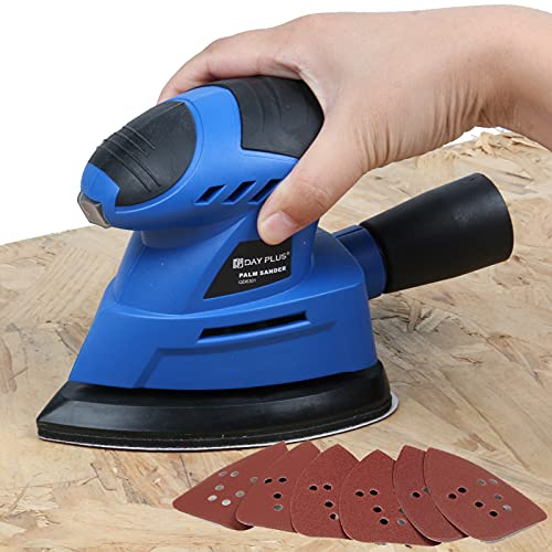 Mouse Detail Electric Sander, Palm Sander for Wood with Dust Collector Port, Corded Power Sander Hand Held Sanding Machine, Compact Ergonomic Design for Hand, 130W, 12000RPM, with 6pcs Sandpapers