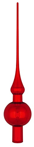 Thüringer Glasdesign Christbaumspitze Rot glänzend, ca. 28 cm, Weihnachtsbaumschmuck
