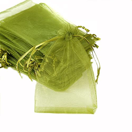 50 X Organza Säckchen Zum Befüllen,Organzabeutel Geschenkbeutel Kordelzug Säckchen Organzasäckchen für Festival Party Hochzeit Bonbonsbeutel,Schmuckbeutel Lavendel Geschenk Säckli,20x30cm Armeegrün