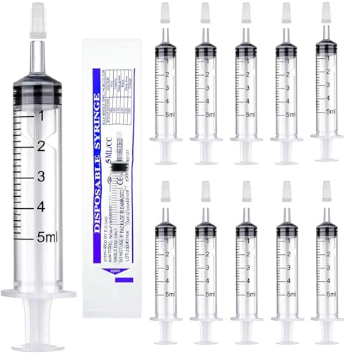 15 Pcs 5ml Syringe Plastic Syringes for Liquid with Caps Without Needle | HXC 5 ml Syringes Sterile Reusable Pet Feeding Syringe for Scientific Lab Refilling Measuring Liquids Glue Applicator