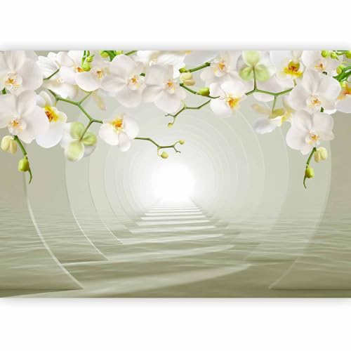 artgeist Wall Mural 3D Effect 135x101 in - Peel and Stick Self-Adhesive Wallpaper Removable Large Sticker Foil Wall Decor Print Picture Image Design Tunnel Orchidee Flowers Abstract b-C-1039-a-a