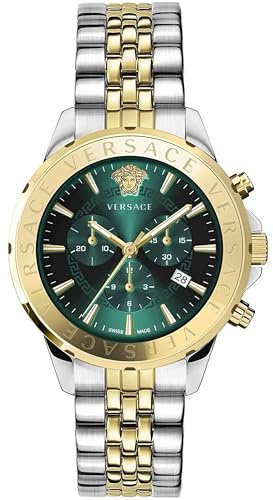 Versace Herren Armbanduhr Chrono Signature 44 mm Chronograph, Datumsfenster Armband Edelstahl VEV600921