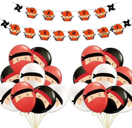 Ninja Geburtstag Deko Ninja Geburtstagsdeko HAPPY BIRTHDAY Banner Shuriken Geburtstagsparty Dekorationen
