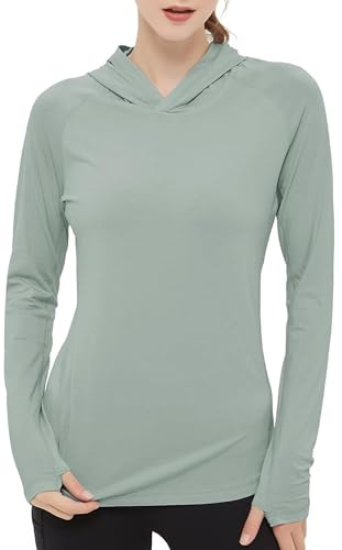 netdraw Damen Ultraweicher Bambus Hoodie UPF 50+ Sonnenschutz Langarm Leicht LSF Outdoor Angeln Wandern Shirt, Salbei, XL