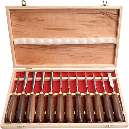 Herramientas de talla de madera de tamaño completo Juego de herramientas de juego de cinceles de talla de madera con estuche de transporte - Gubias y cinceles de talla para principiantes, aficionado