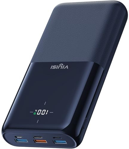 Power Bank 30000mAh, 22.5W Schnellladefunktion Tragbares Ladegerät, PD 20W USB C Powerbank mit LED-Display, 4 Ausgänge, Kompatibel mit iPhone 17/16/15 Pro Max, Samsung Galaxy, Outdoor Camping - Blau