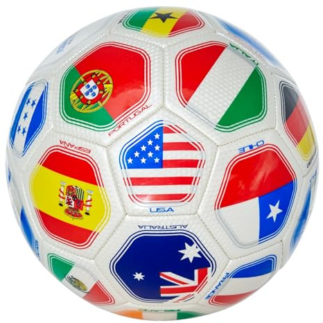 Tripact Inc 2026 World Flag Country World Flag Training Outdoor Soccer Ball – Size 5 – A Grade - White Color