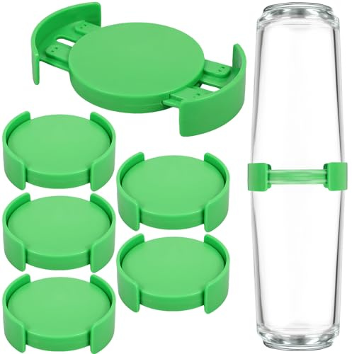 Foribyw 6Pcs Adjustable Expandable Coffee Cup Stacker Space Saving Kitchen Cabinet Coffee Tea Cup Holder for Teacups Glassware (Green)