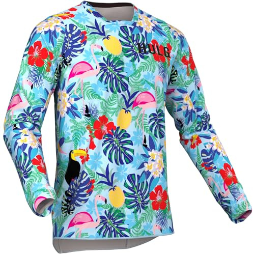 HULG MTB-Trikot,Fahrradtrikot Herren Langarm,fahrradshirts Herren Langarm,MTB Tshirt,atmungsaktives Material, Schnell Trocknend,antibakteriell,Geeignet Für Viele Outdoor-Sportarten
