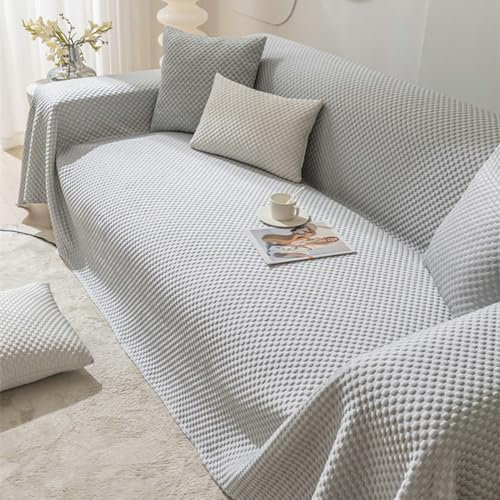 Ayoiow Bezug Sofa Bezug Sofa Grau Sofahusse 2 Sitzer Polyester Einfarbig