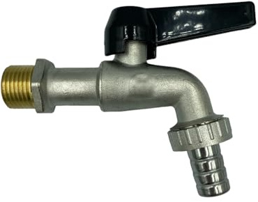 Rubinetto Giardino 1/2 Pollice in Ottone HM con Attacco Portagomma e Leva in Alluminio – Rubinetto Esterno Antiruggine per Tubo Irrigazione e Fontana Giardino