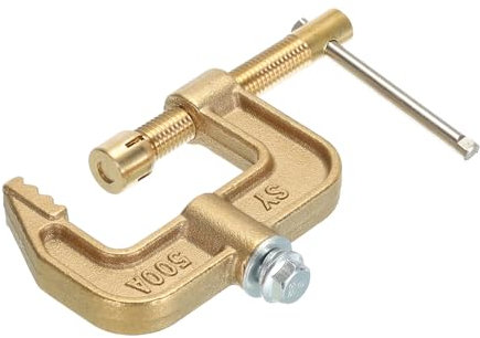 sourcing map 500A Brass G-Shape Ground Welding Earth Clamp C-Clamp T-Handle Maximum Clamping Range 43mm with 1Gasket and 1Washer for Welding Machine