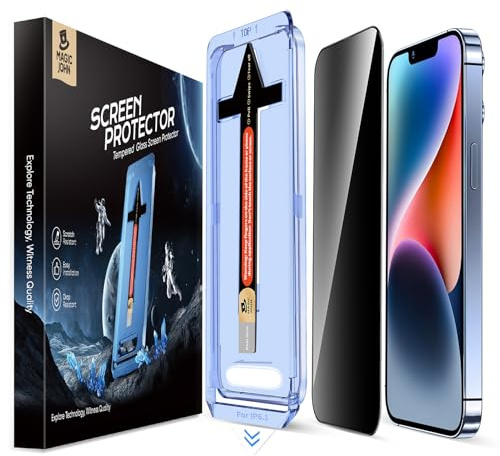 MAGIC JOHN 2 Stück für iPhone 13/13 Pro/14 Sichtschutzfolie Bläschenfrei | 6,1 Zoll, 28-Grad-schutzwinkel-Einfaches, Auto-Dust-Eliminierung, 9H, Einfache Installation,Kratzfest