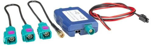 tomzz Audio 1500-062 Fakra SMB Auto Radio DAB+ UKW Antennen Splitter Verstärker für aktiv passiv Antennen kompatibel mit Audi Seat Skoda VW Opel
