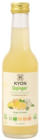 250ml Qqinger Glass Bottle Soft Drink | Natural Lemonade Drink with Ginger, Elderflower, Water, Lemon and Lime Juice | Pack of 6 X 250ML | No-Added Sugar Low Calorie Diet Lemonade Ginger Drink