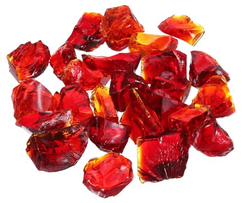 QUARKZMAN Feuer Glas für Feuerstelle 2-3cm(1/9) Hochglänzende Reflektierende Glas Steine für Natürliche oder Propan Kamine Sicher für Draußen und Drinnen Feuerstelle Glas Rot
