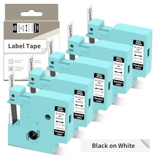 EazeID LM1600 Etikettenband Kompatibel mit Dymo D1 Etikettenband 45013 | S0720530 für Dymo LabelManager 160 210D 280, Kompatibel mit 45113 A45013 Schwarz auf Weiß Schriftbänder