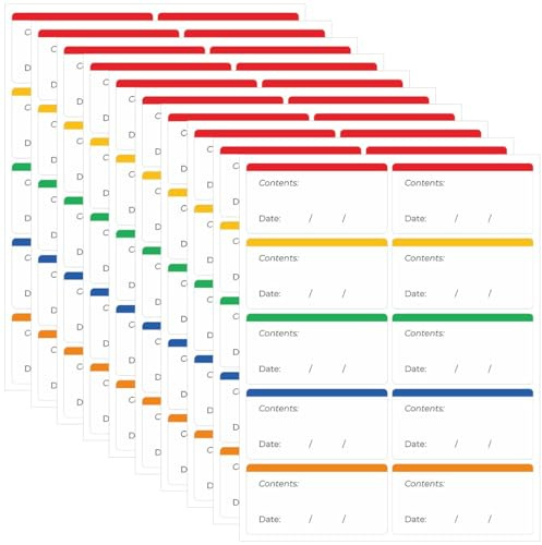 ZILZUFA Lot de 100 étiquettes de congélation faciles à décoller – Étiquettes Autocollantes de Couleur Assortie Qui ne laissent Aucun résidu Collant après Utilisation, étiquettes de bocaux