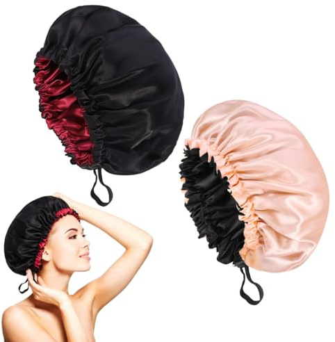 Halinuia 2 Pièces Bonnet Satin Cheveux Nuit