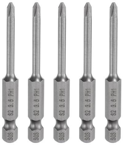 QUARKZMAN 5pcs Embout De Tournevis Cruciforme #1 Ph1 65mm Long Acier S2 | Embout Visseuse long, 1/4 Hex Shank, Magnétique, Acier S2, pour Perceuse 0,138 (3,5mm) de Diamètre