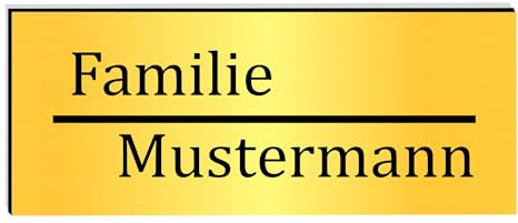 KIWISTAR UG - ab 1x - Namensschild Strich 50x20mm Briefkastenschild selbstklebend - gold-schwarz gebürstet - Klingelschild personalisiert - Briefkastenschild - Türschild - mit Gravur UV und wetterfest