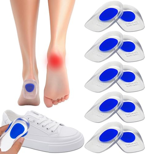 5 Paar Gel Fersenpolster, Fersensporn Einlagen Einlagen Fersensporn Damen, Fersenkeil Premium Schuhkissen Blau, Fersenkissen Damen Herren für Hohe Absätze Sportschuhe Lederschuhe(L 36-45) ﻿