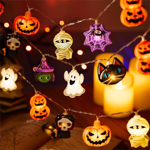 LOLStar Halloween Deko, Halloween Lichterkette 3 m 20 LED Lichter, Batteriebetrieben (ohne Batterien), mit Timerfunktion und 8 Blinkmodi für 2025 Dekoration drinnen und draußen
