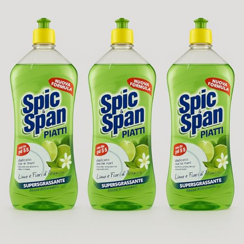 Detersivo Piatti 1L Lime & Fiori Per SPIC&SPAN Disponibile in Confezione da 3, 6, 9 o 12 Pezzi | Sgrassante, Profumazione Fresca, Uso Quotidiano (3)