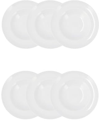 Quid Set de 6 platos pasta Select de porcelana 27,5 cm | Blanco, Porcelana, formato redondo, acabado brillo, 27,5 cm, 6 piezas, apilable, apto para microondas, apto para frigorífico