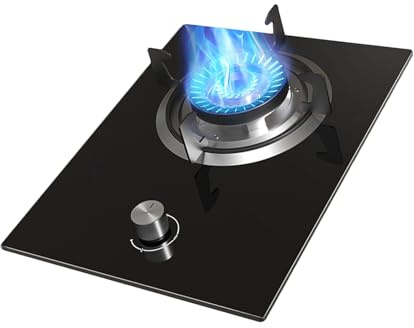 Gas Cooktop,5.2KW 1 Burner Stove,Indoor Single Burner Gas Hob,with Flameout Protection,NG/LPG Source Kit,for Caravan Camping(NG)