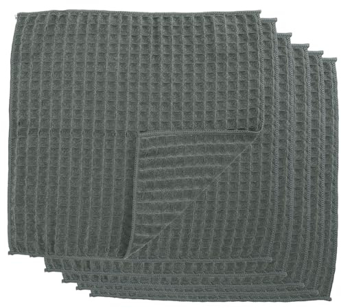 XRVRILE 6 stycken disktrasor tvättbara, trasor kök mörkgrå, 30 x 30 cm diskhanddukar mikrofiber, tvättlappar extra absorberande och hållbara, diskdukar för kök, fönster, glas, badrum