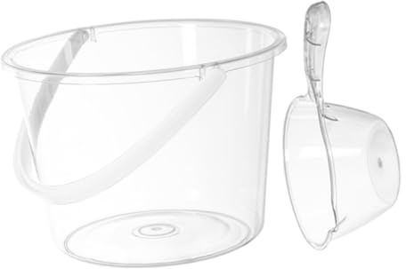 Hemobllo Seau à Eau Plastique Transparent Capacité Importante avec Cuillère Seau de Jardinage et Lavage Polyvalent et Portable pour Usage Domestique