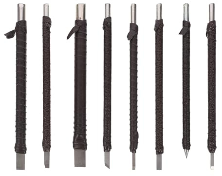 HOODANCOS Set di 8 Utensili per Intaglio in Acciaio Robusto con Borsa Porta Attrezzi per Lavori di Intaglio Legno Fai da Te e Professionale