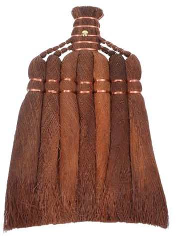 BESPORTBLE Heavy Duty Garden Broom Head Replacement with Handwoven Coconut Fiber Bristles for Outdoor Sweeping Patios Decks Yards Vintage Palm Fiber Brush for Indoor and Outdoor Cleaning