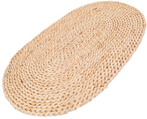 Zerodeko Ovales Tischset aus Maisblatt 45 x 30cm Rattan Look | Khaki Platzdeckchen aus geflochtenem Maisblatt, hitzeschützende Tischmatte für Teller, Tassen und Vasen