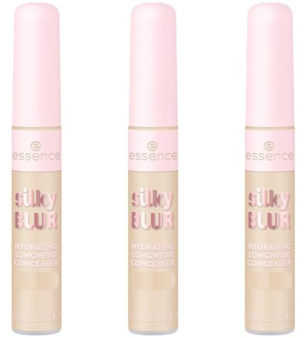 essence silky BLUR HYDRATING LONGWEAR CONCEALER, Nr. 130, Nude, feuchtigkeitsspendend, langanhaltend, abdeckend, vegan, ohne Parfüm, ohne Parabene, ohne Mikroplastikpartikel, 3er Pack (3x10ml)