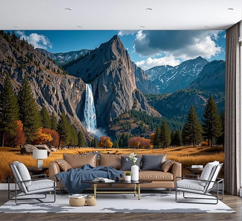 Fotomurales Cascadas De Montaña, Magnífico Paisaje Natural Mural De Pared Papel Tapiz Fotográfico Para Tapiz Arte De Pared Para Sala De Estar Dormitorio 350x256cm