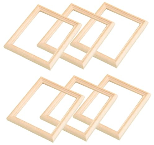 SUPVOX Lot de 6 Mini Cadres Photo en Bois Brut Décoratifs pour Maison de Poupée, Cadres Photo Miniatures Colorés et Légers, Accessoires Déco Artisanaux pour Maquettes et Boîtes à Jouets