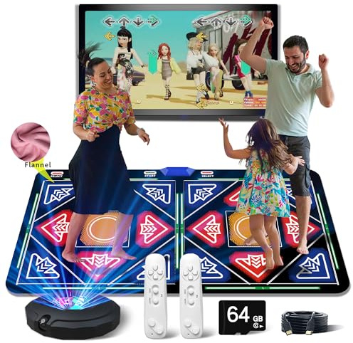 HDMI Funk Tanzmatte mit Kamera, 1030 Spiele, 700 Songs, 64GB & 81 MVs, Doppel-Benutzer Fitness Dance Pad für Kinder & Erwachsene, Elektronische Tanzteppich Musikmatte, Geschenk für Jungen & Mädchen