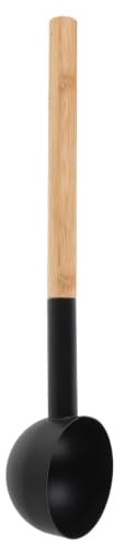 SHINEOFI Louche de Sauna Manche en Plastique Bois, 43cm, Prise Antidérapante, Accessoire Multifonction pour Bain et Hammam Noir